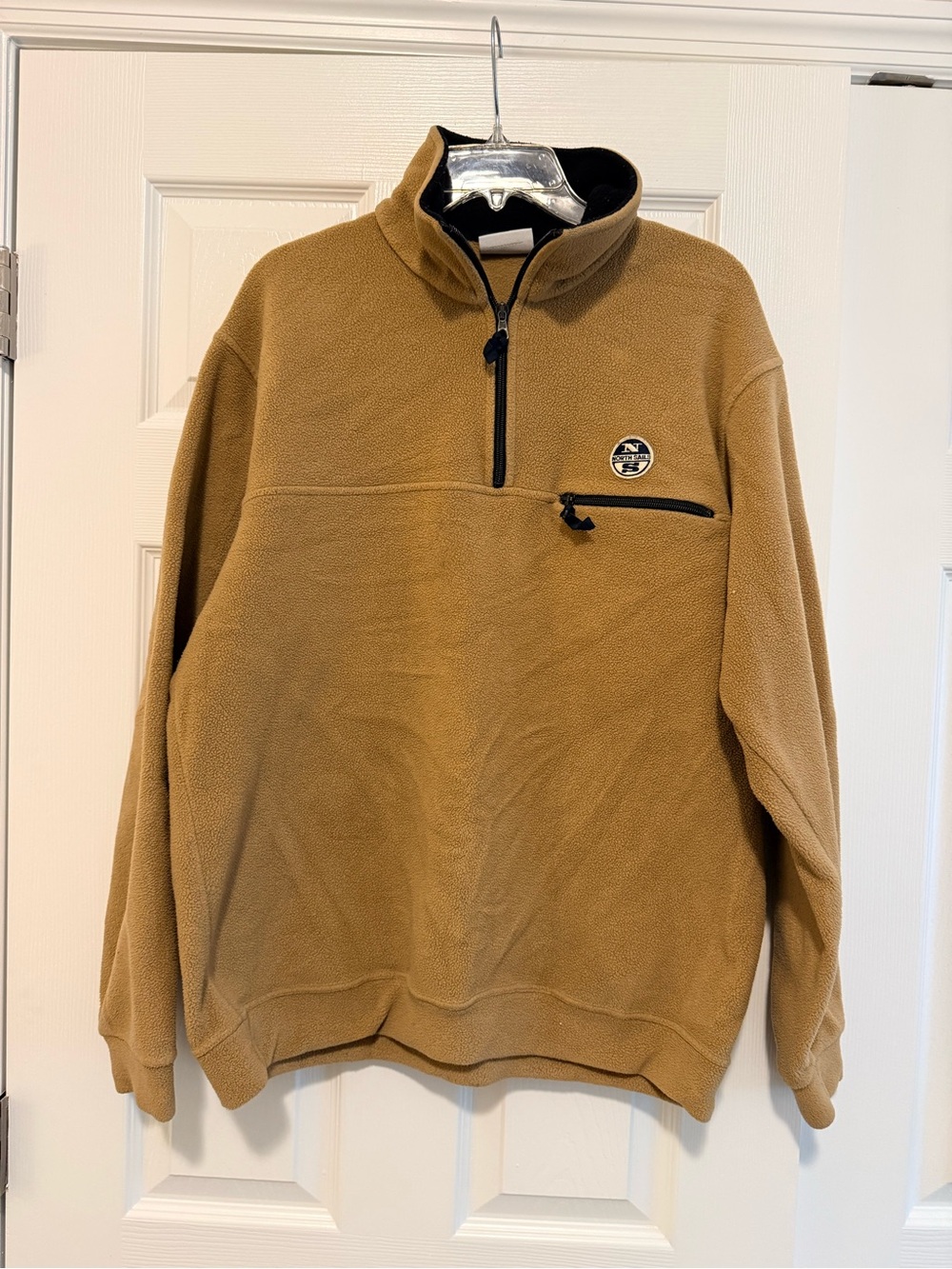 North Sails Men's Zip Pullover Fleece - Tan with Black Trim